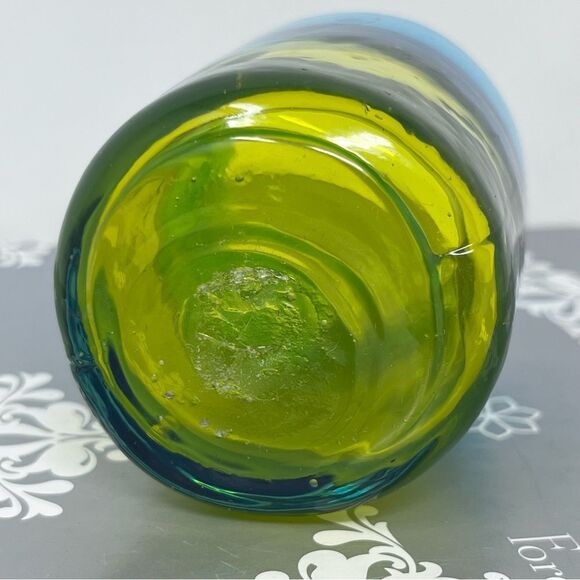 Handblown Blue and Green Glass Shot Glass or Tea Light Candle Holder - Picture 5 of 6